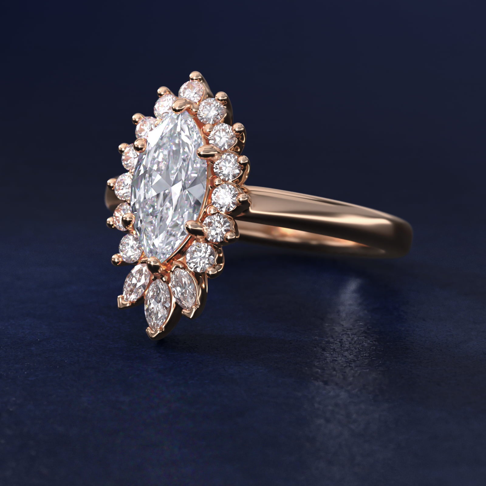 Royal Bloom Marquise Diamond Engagement Ring