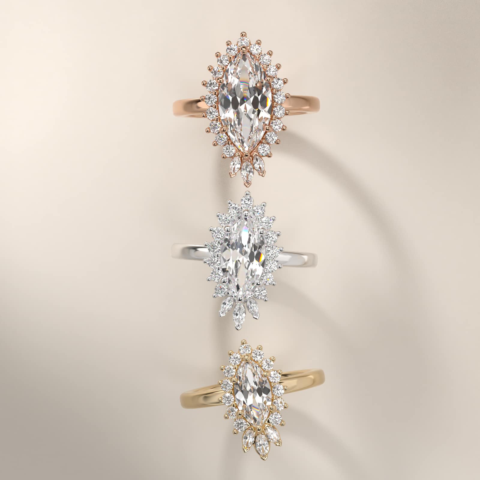 Royal Bloom Marquise Diamond Engagement Ring