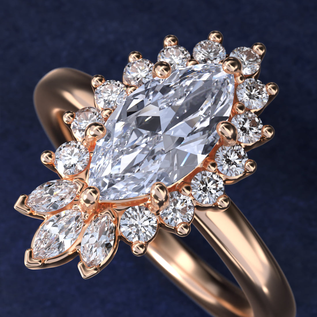 Royal Bloom Marquise Diamond Engagement Ring
