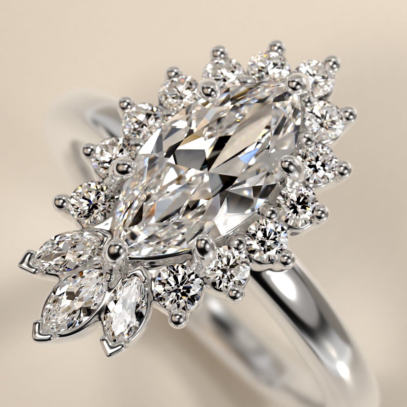 Royal Bloom Marquise Diamond Engagement Ring