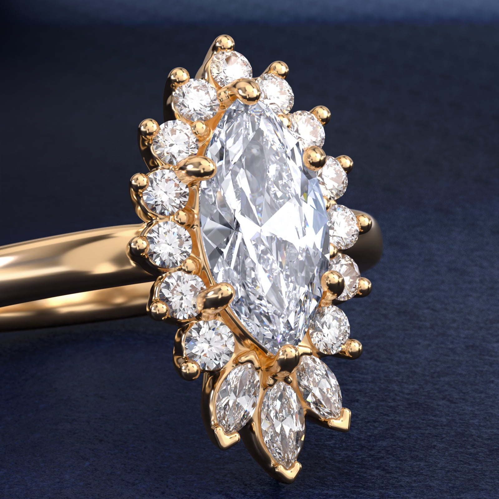 Royal Bloom Marquise Diamond Engagement Ring