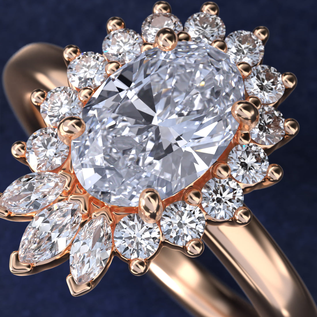 Royal Bloom Oval Diamond Engagement Ring