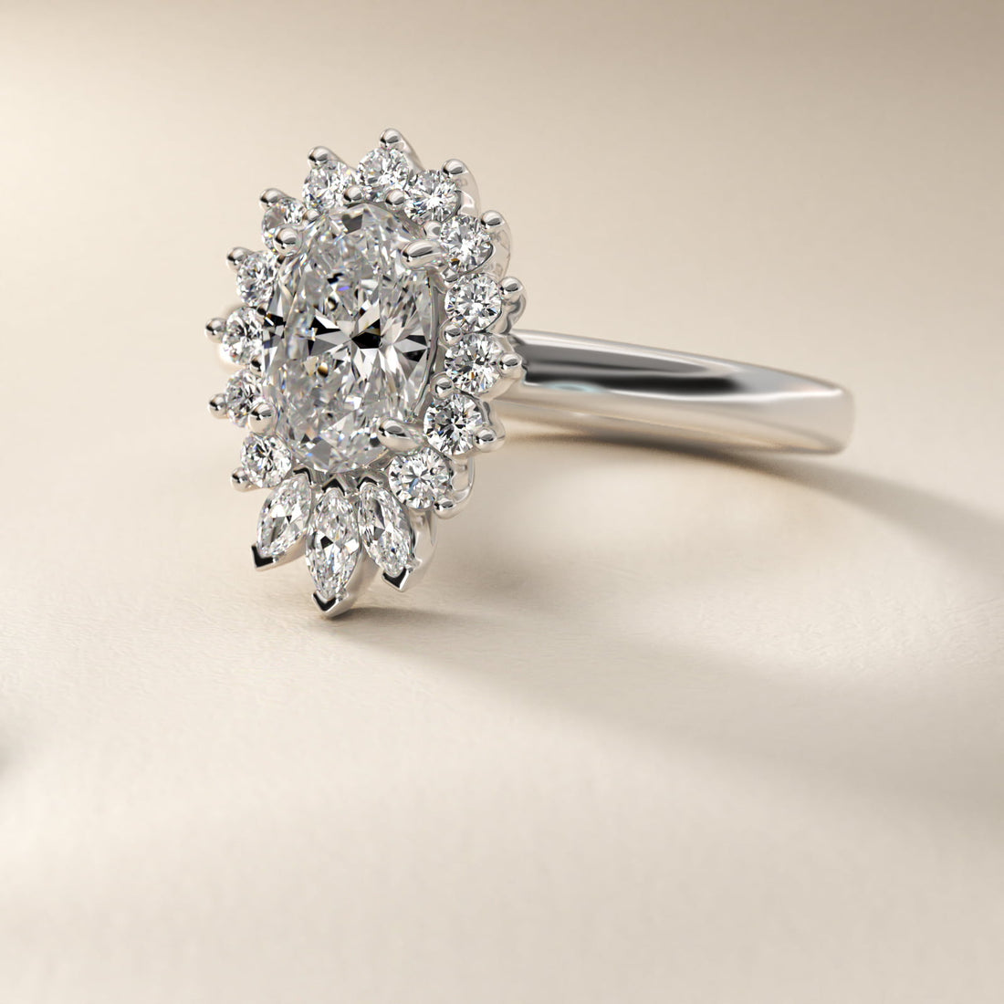 Royal Bloom Oval Diamond Engagement Ring