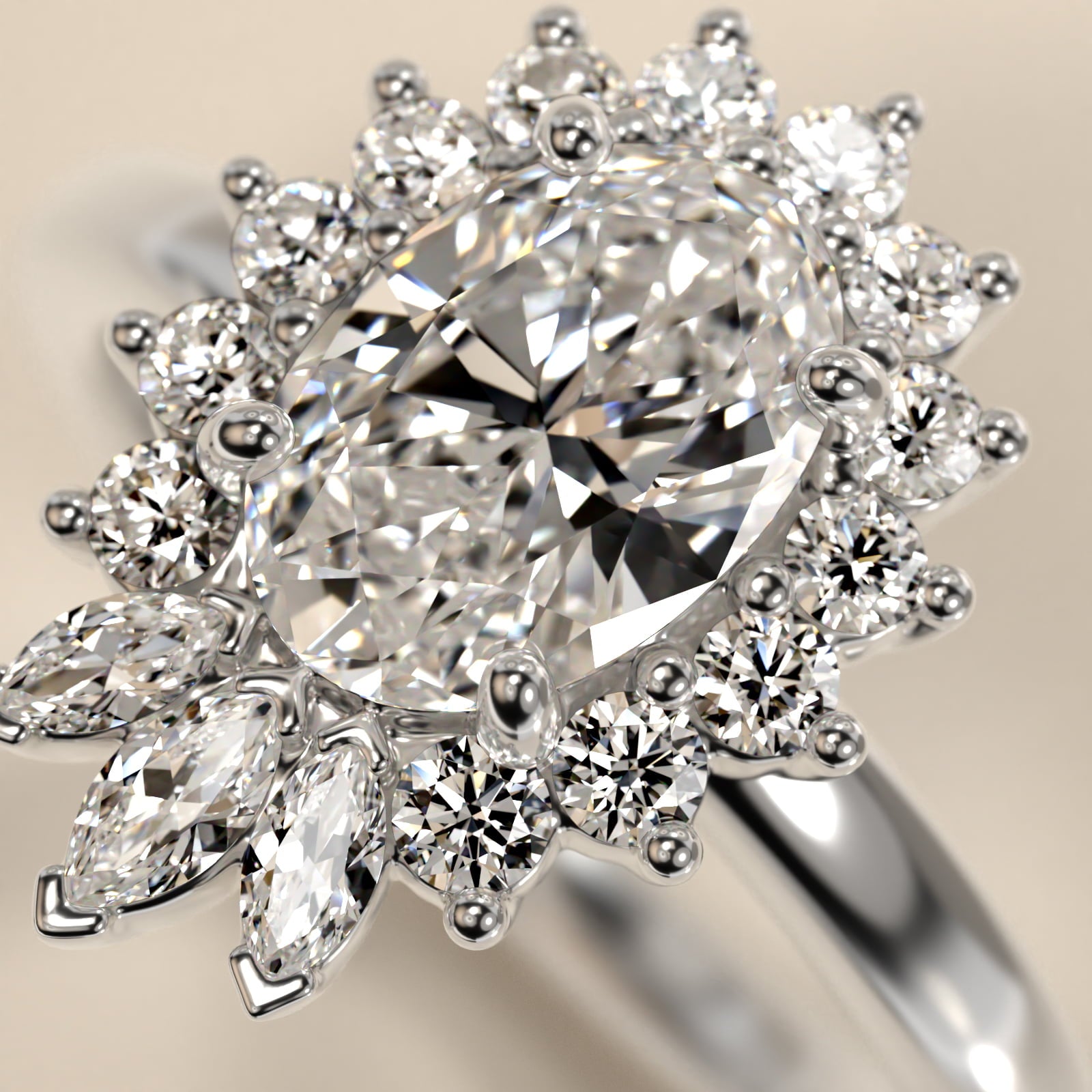 Royal Bloom Oval Diamond Engagement Ring