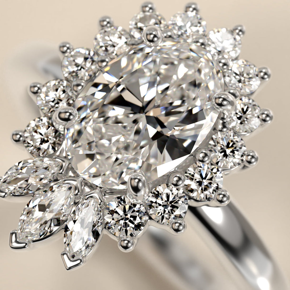 Royal Bloom Oval Diamond Engagement Ring