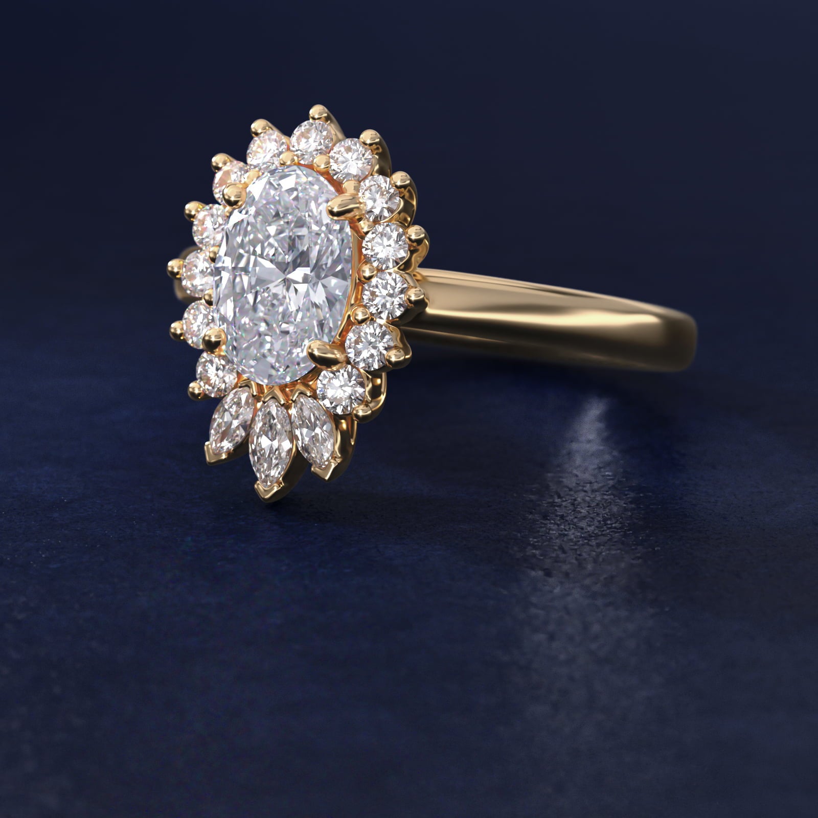 Royal Bloom Oval Diamond Engagement Ring
