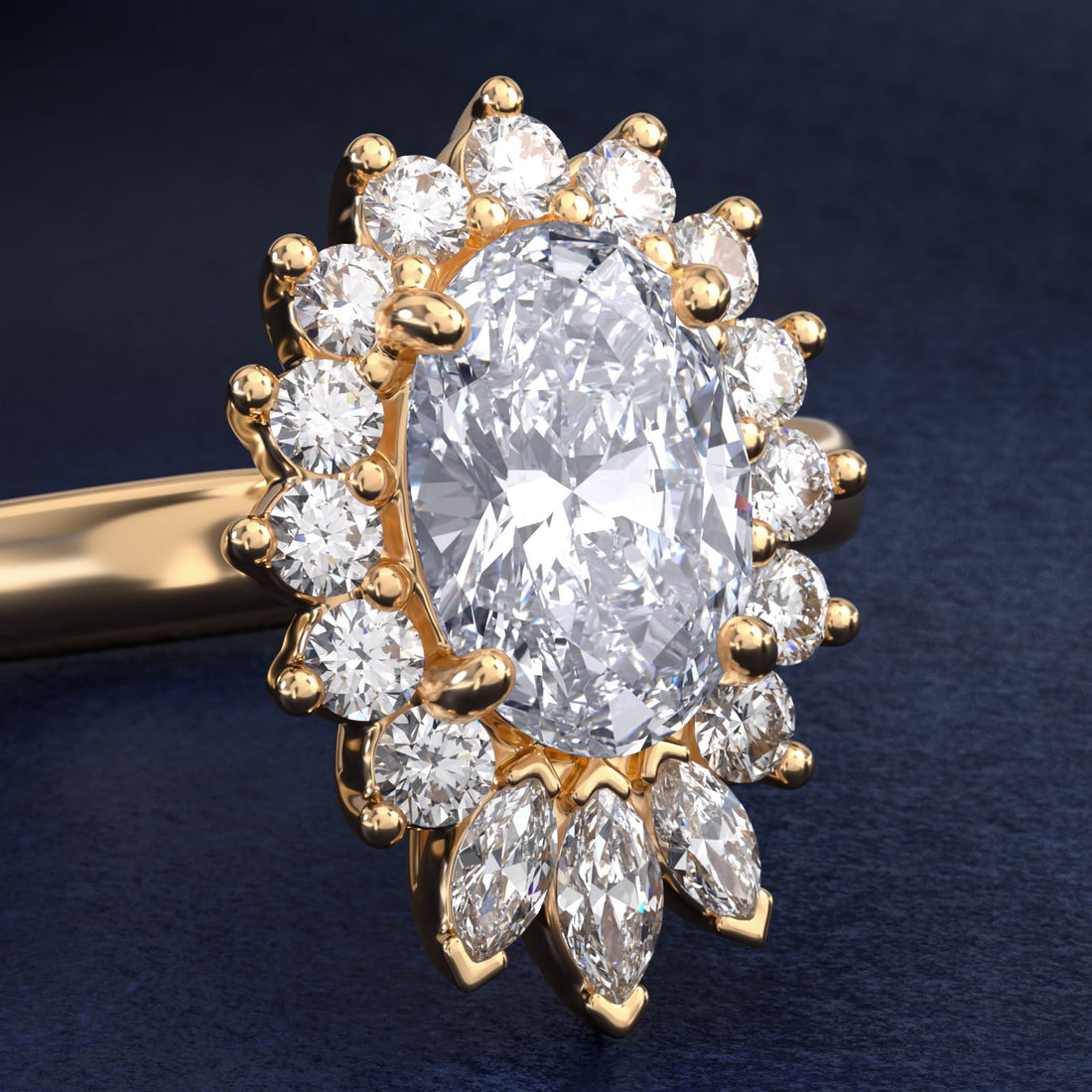 Royal Bloom Oval Diamond Engagement Ring