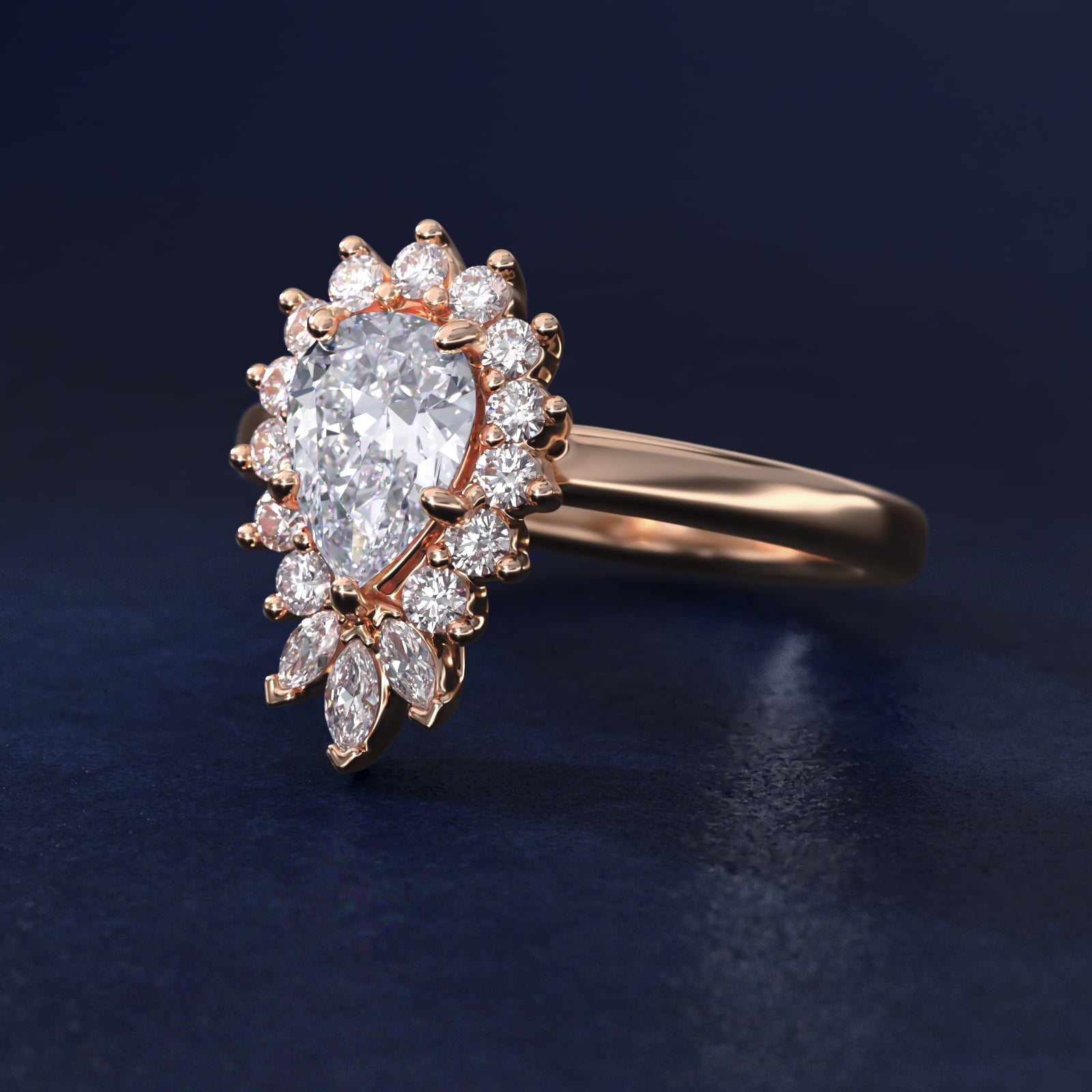 Royal Bloom Pear Diamond Engagement Ring