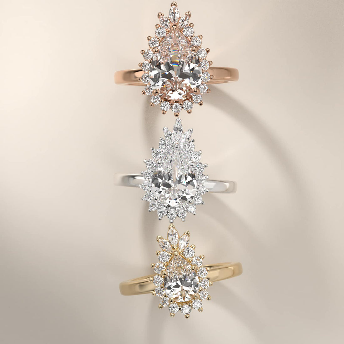 Royal Bloom Pear Diamond Engagement Ring