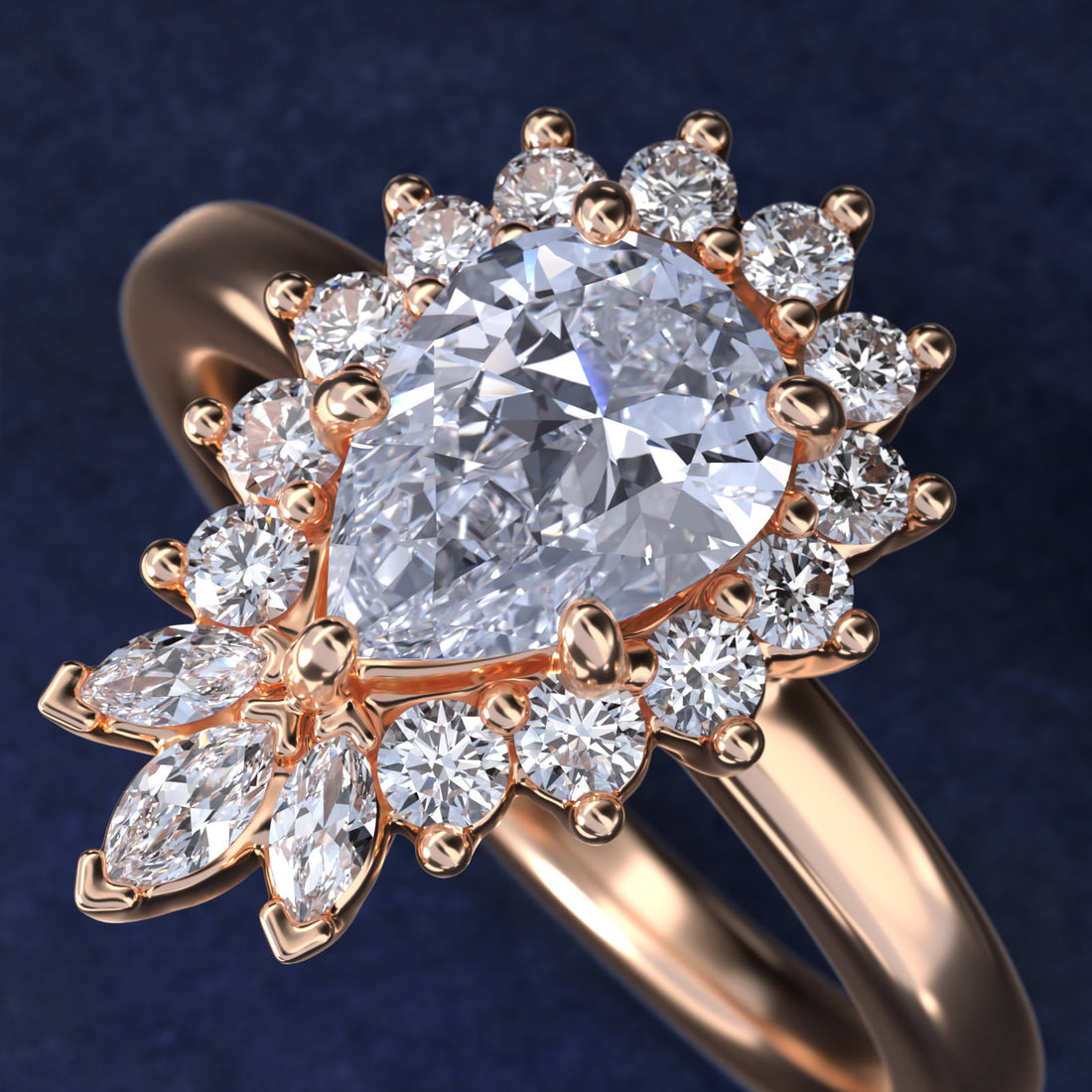 Royal Bloom Pear Diamond Engagement Ring