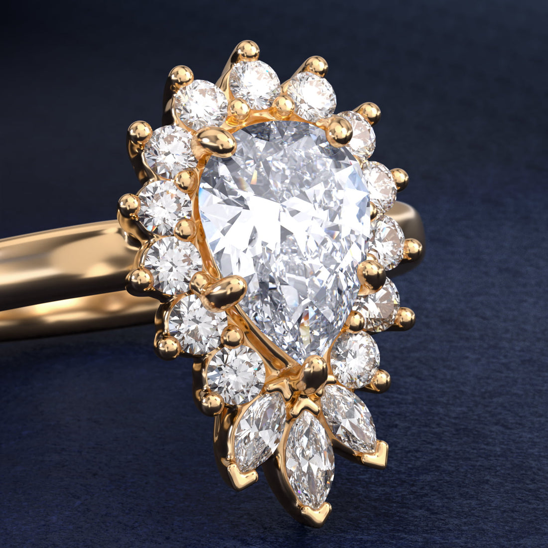 Royal Bloom Pear Diamond Engagement Ring