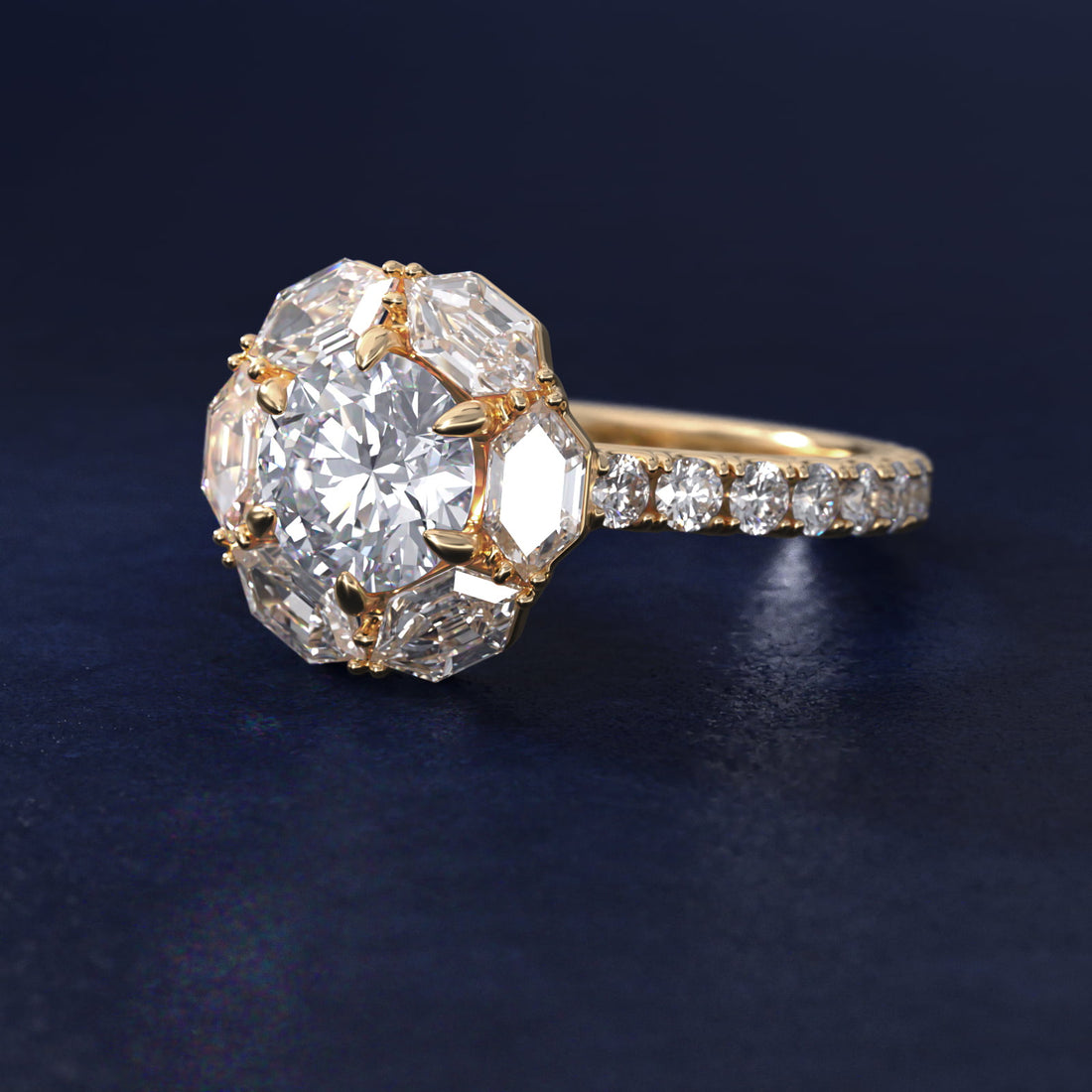 Imperial Fleur Round Diamond Engagement Ring