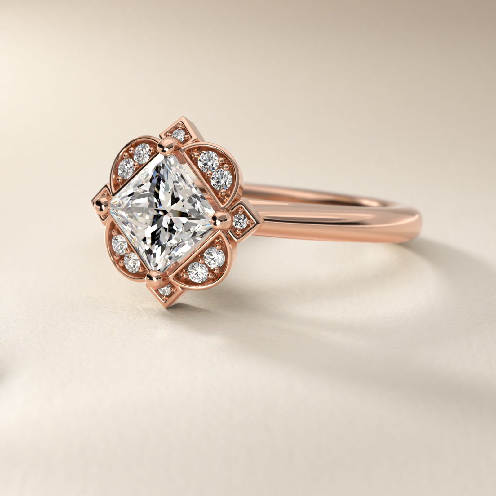 Celestial Bloom Princess Diamond Engagement Ring