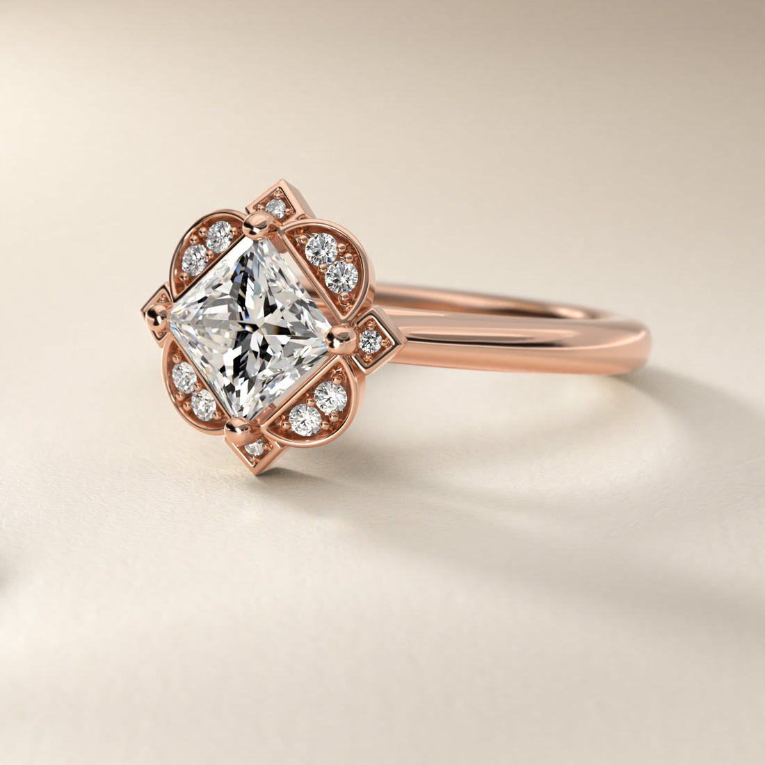Celestial Bloom Princess Diamond Engagement Ring