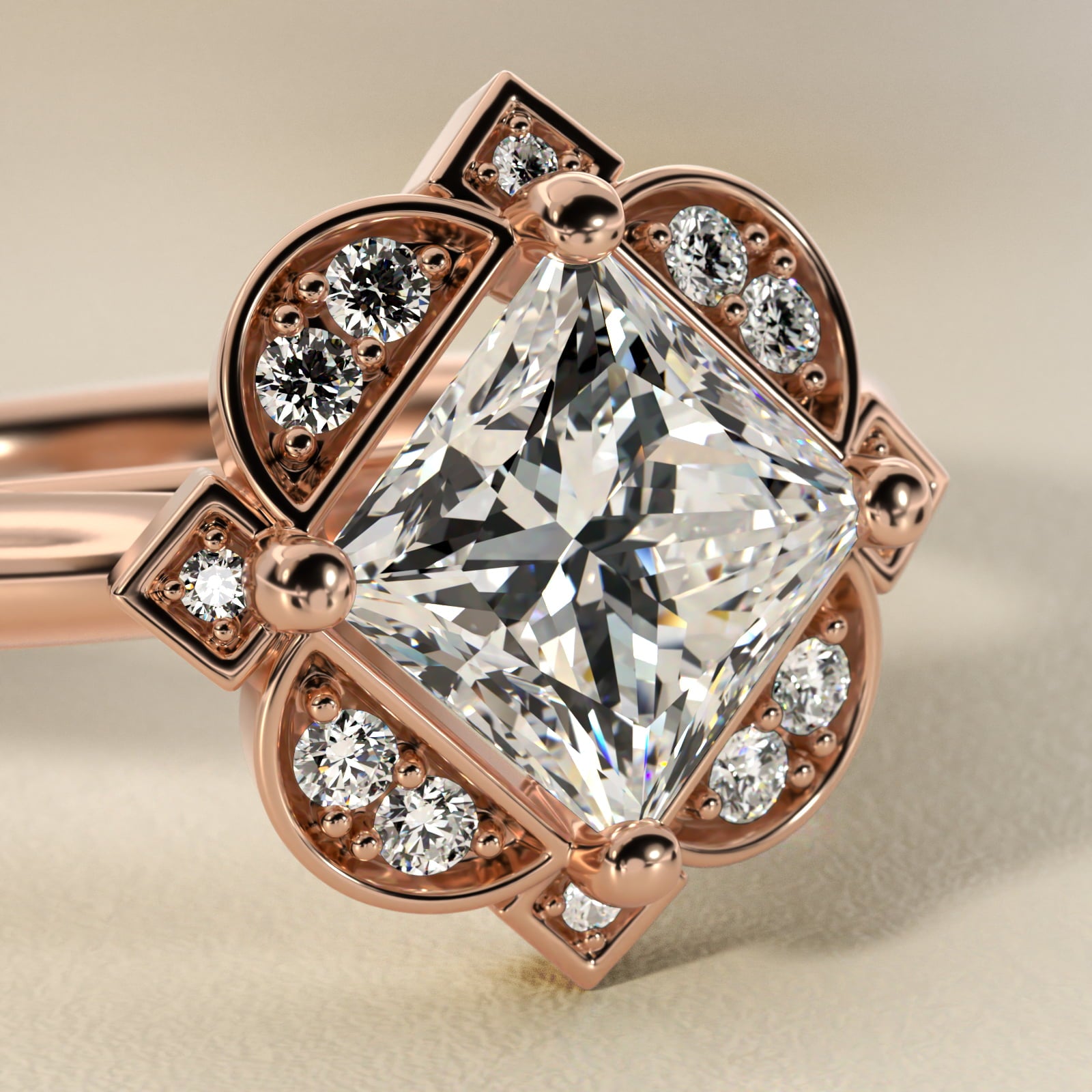 Celestial Bloom Princess Diamond Engagement Ring
