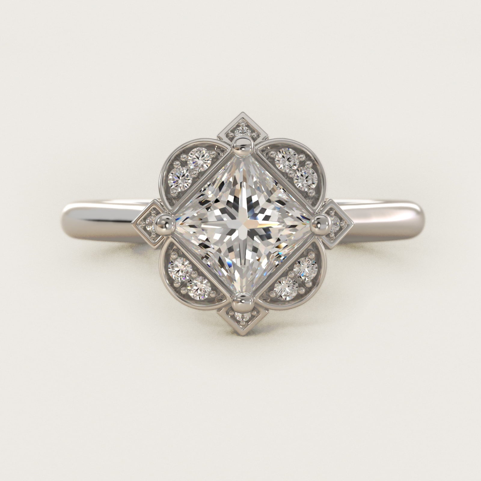Celestial Bloom Princess Diamond Engagement Ring