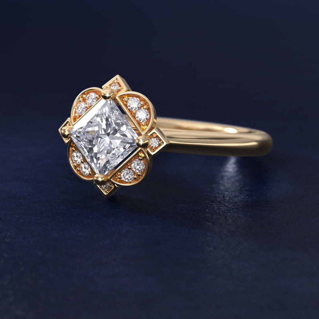 Celestial Bloom Princess Diamond Engagement Ring