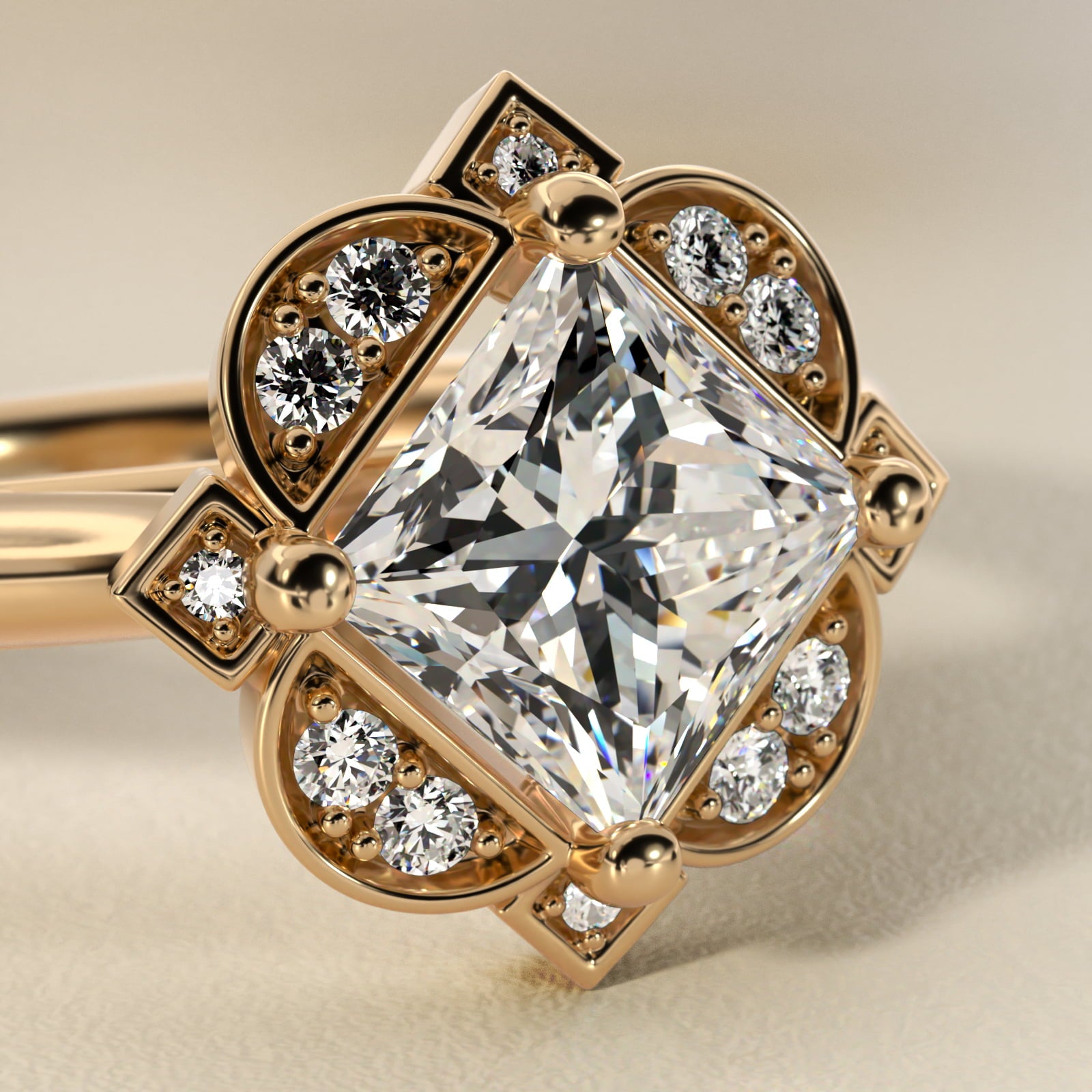 Celestial Bloom Princess Diamond Engagement Ring