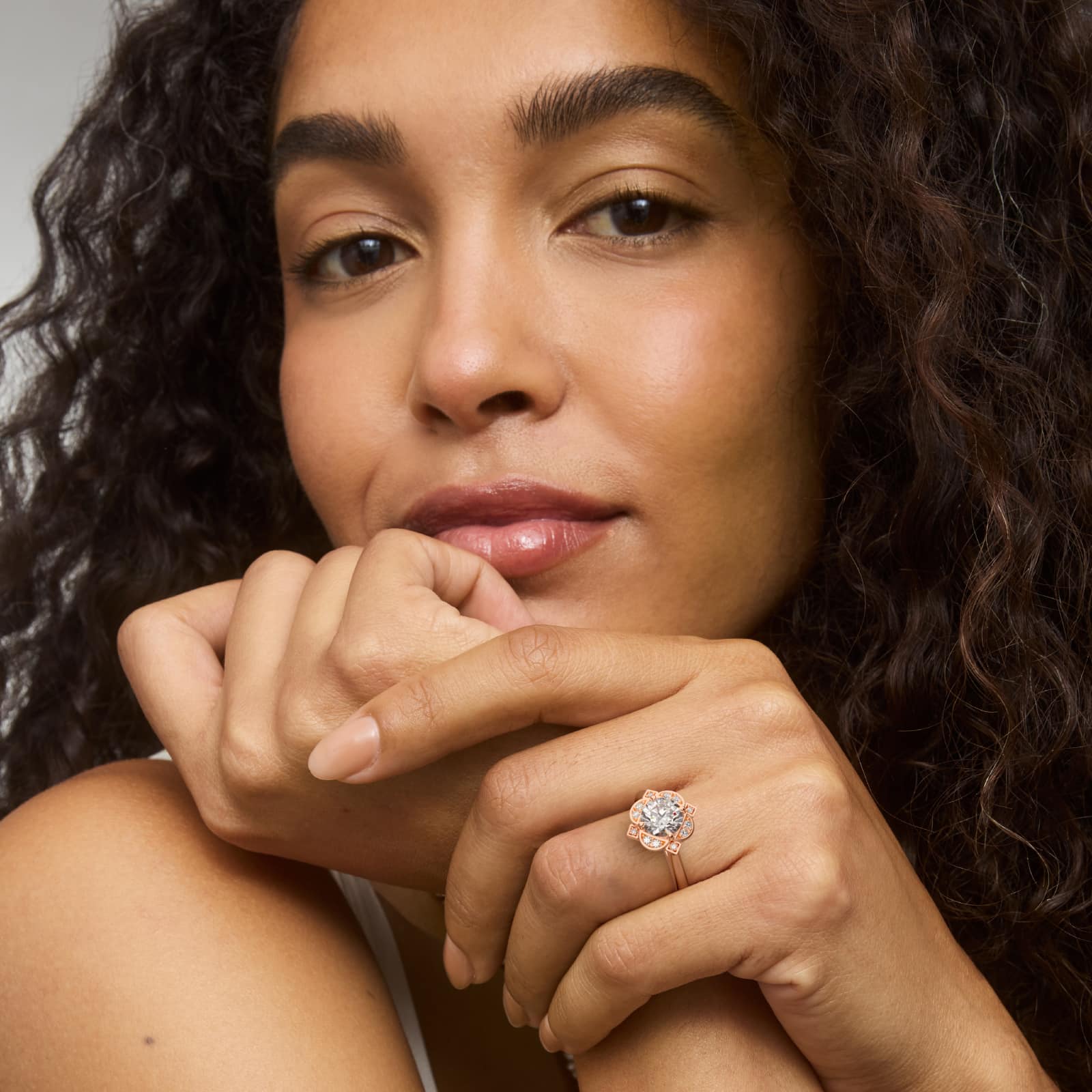 Celestial Bloom Round Diamond Engagement Ring