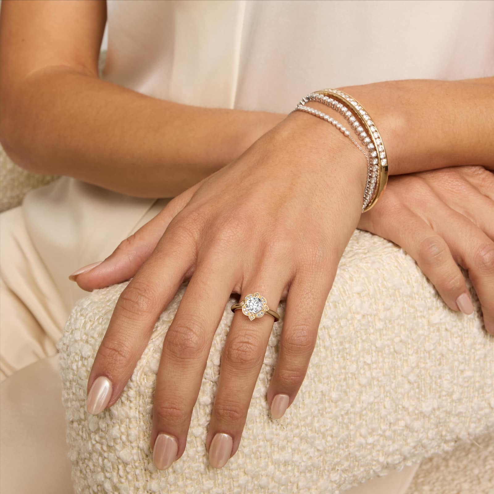 Celestial Bloom Round Diamond Engagement Ring