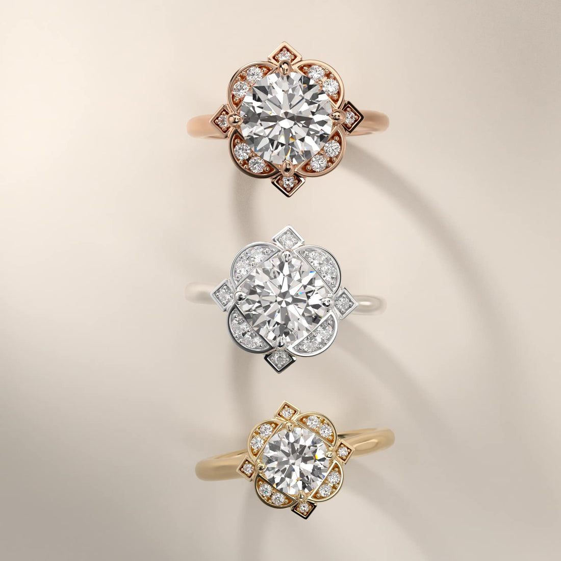 Celestial Bloom Round Diamond Engagement Ring