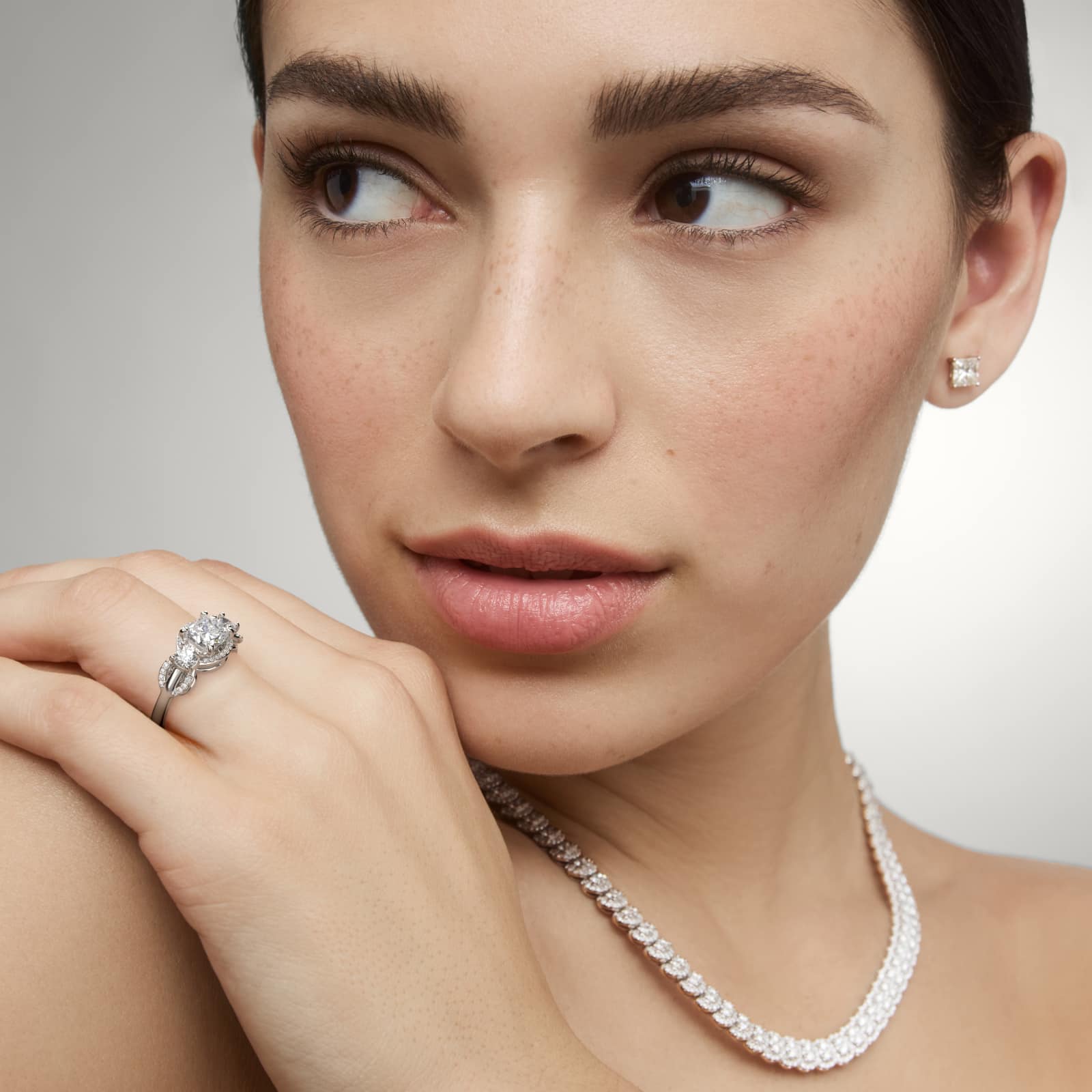 Pavé Silhouette Cushion-Cut Diamond Engagement Ring