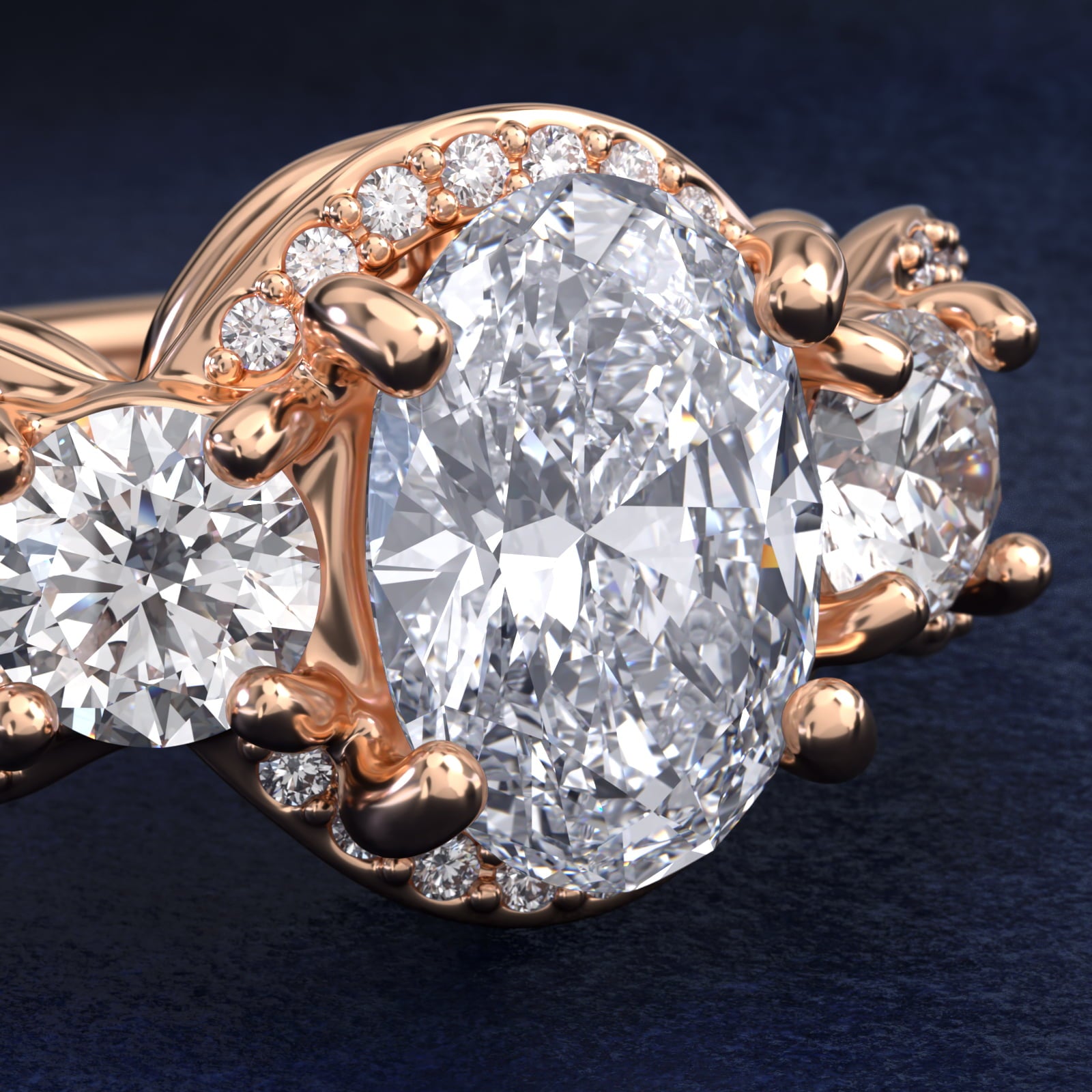 Pavé Silhouette Oval-Cut Diamond Engagement Ring