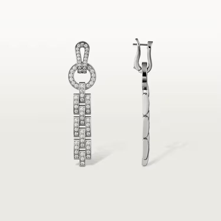 Geometric Link Diamond Drop Earrings