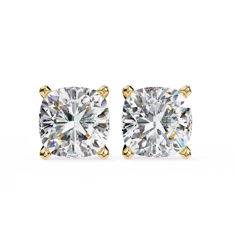 Aurelia Cushion-Cut Diamond Solitaire Stud Earrings ✨