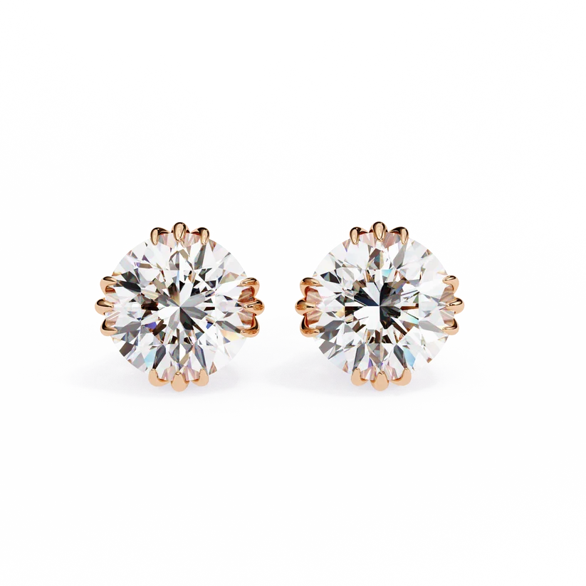 Celeste Round Brilliant Diamond Stud Earrings