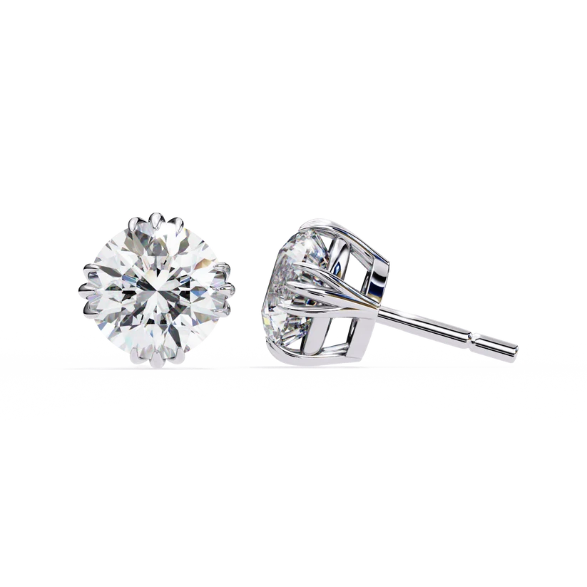 Celeste Round Brilliant Diamond Stud Earrings