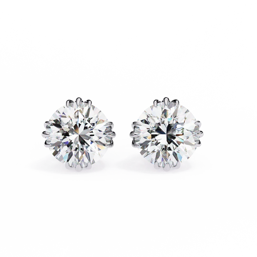 Celeste Round Brilliant Diamond Stud Earrings