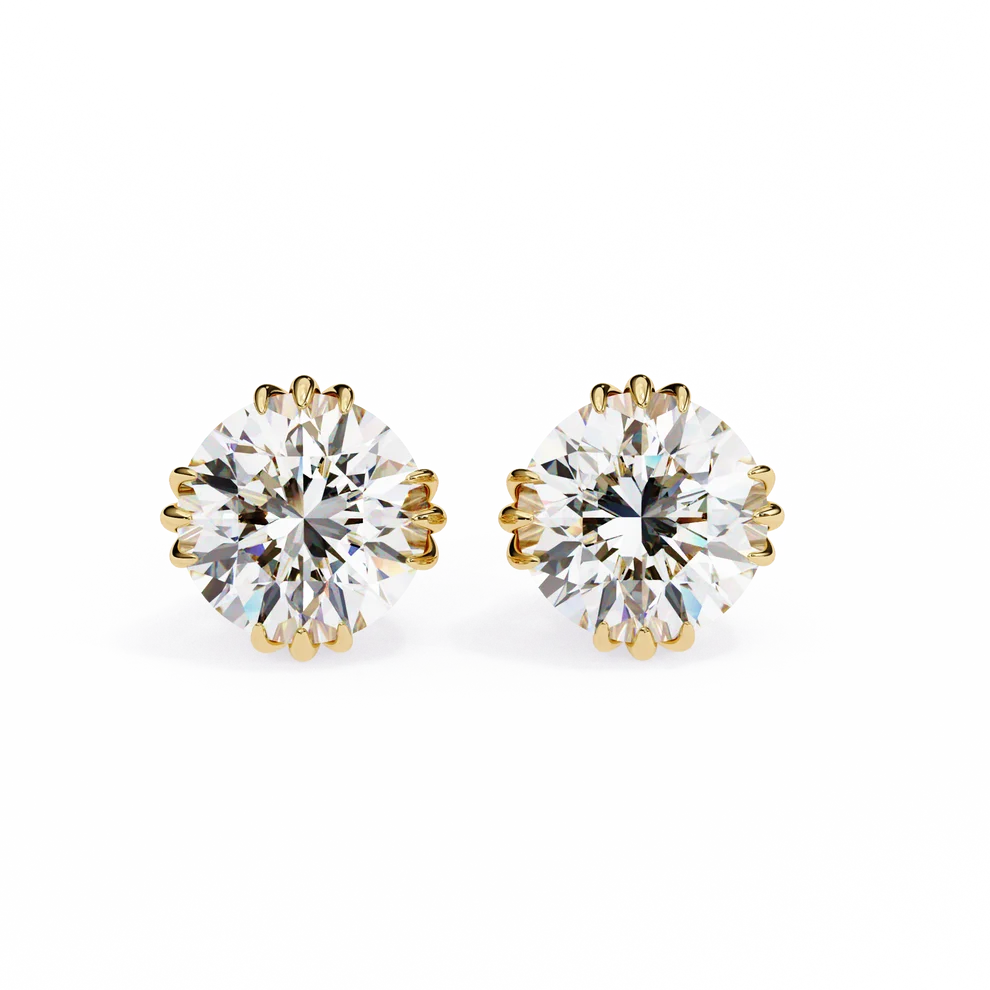 Celeste Round Brilliant Diamond Stud Earrings