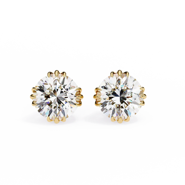 Celeste Round Brilliant Diamond Stud Earrings