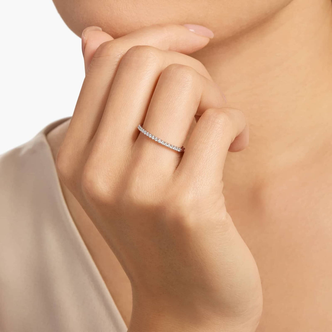 Diamond Pavé Half Eternity Wedding Band