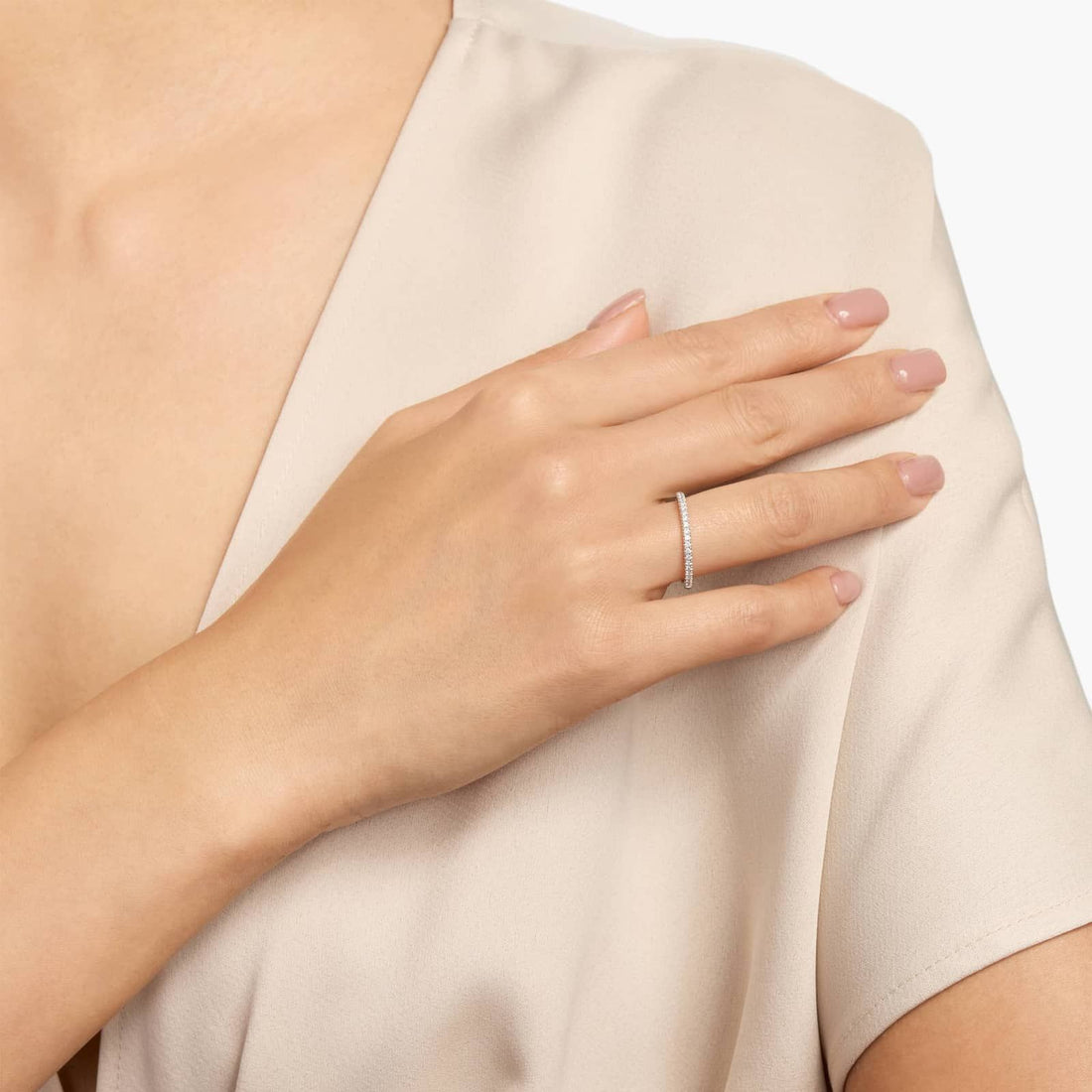 Diamond Pavé Half Eternity Wedding Band
