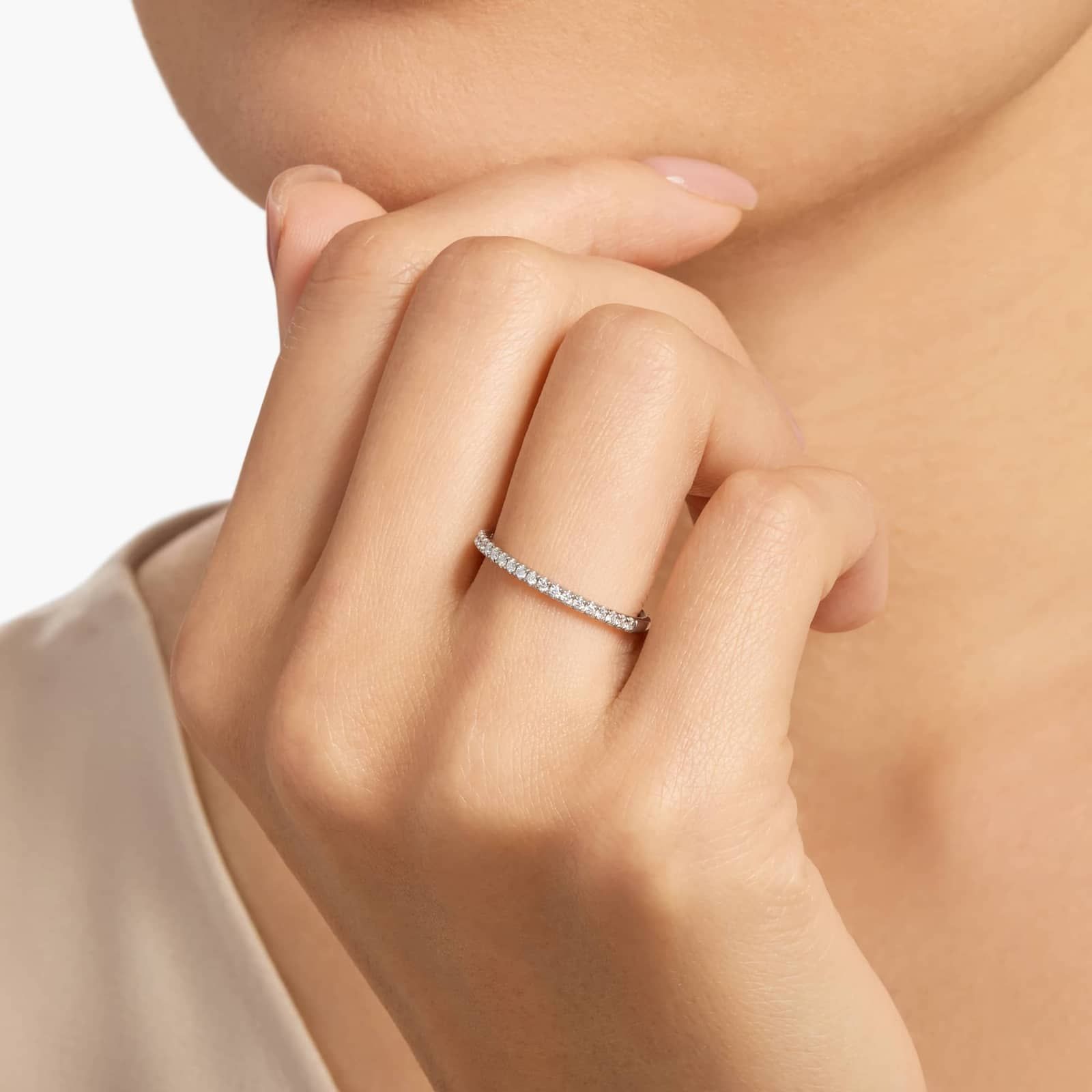 Diamond Pavé Half Eternity Wedding Band