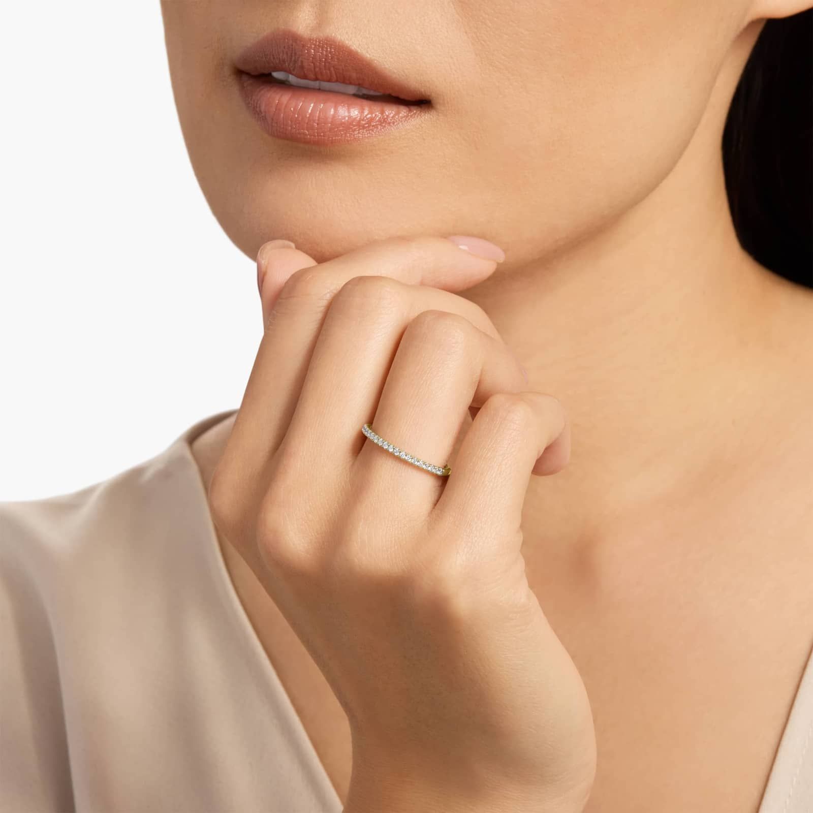 Diamond Pavé Half Eternity Wedding Band