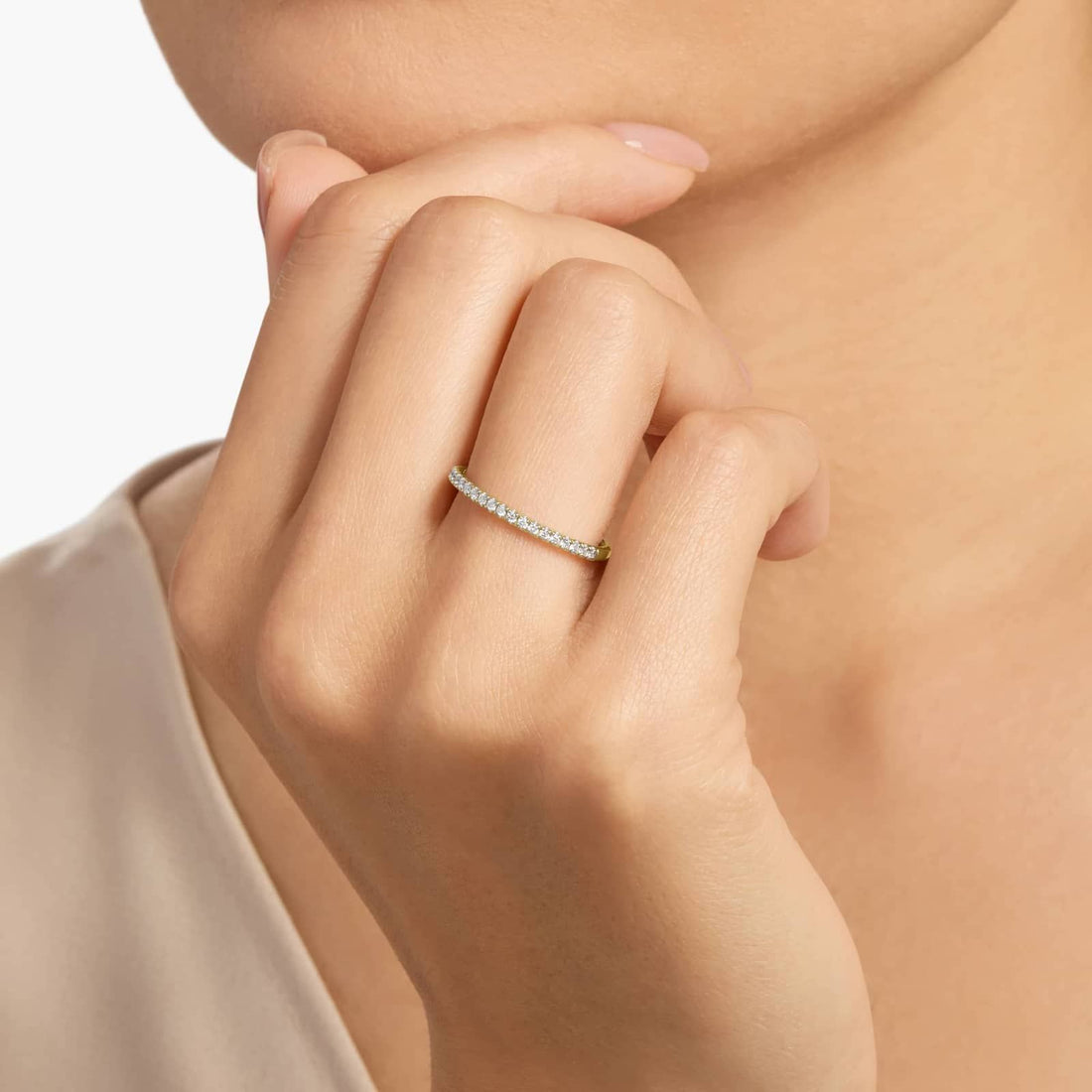 Diamond Pavé Half Eternity Wedding Band