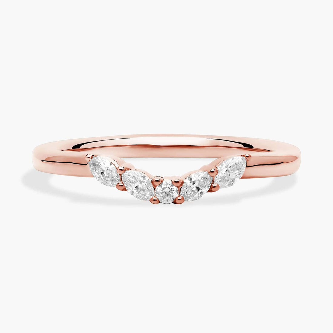 Curved Floral Marquise Diamond Ring in 10k/14k/18k Gold