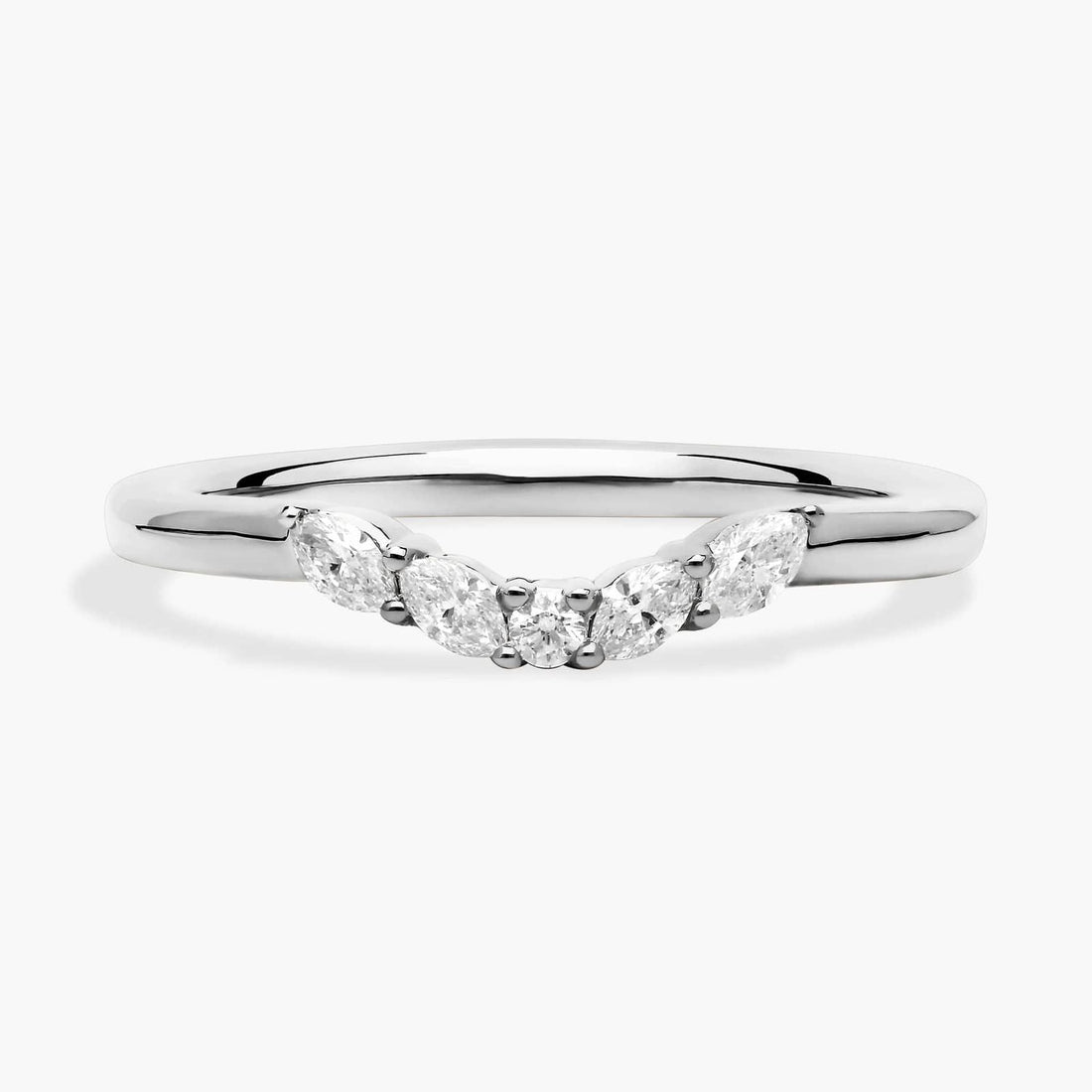 Curved Floral Marquise Diamond Ring in 10k/14k/18k Gold