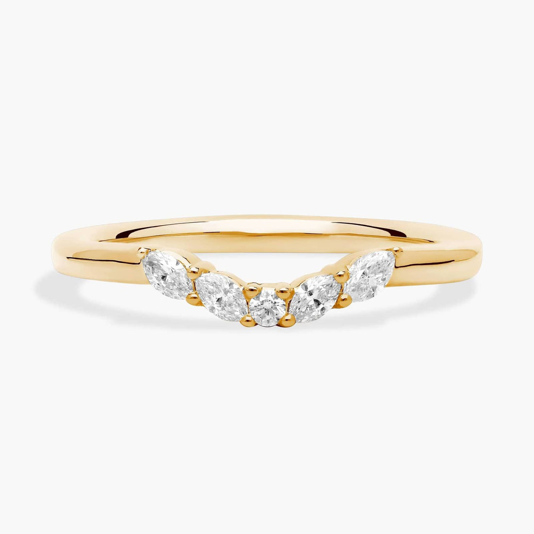 Curved Floral Marquise Diamond Ring in 10k/14k/18k Gold