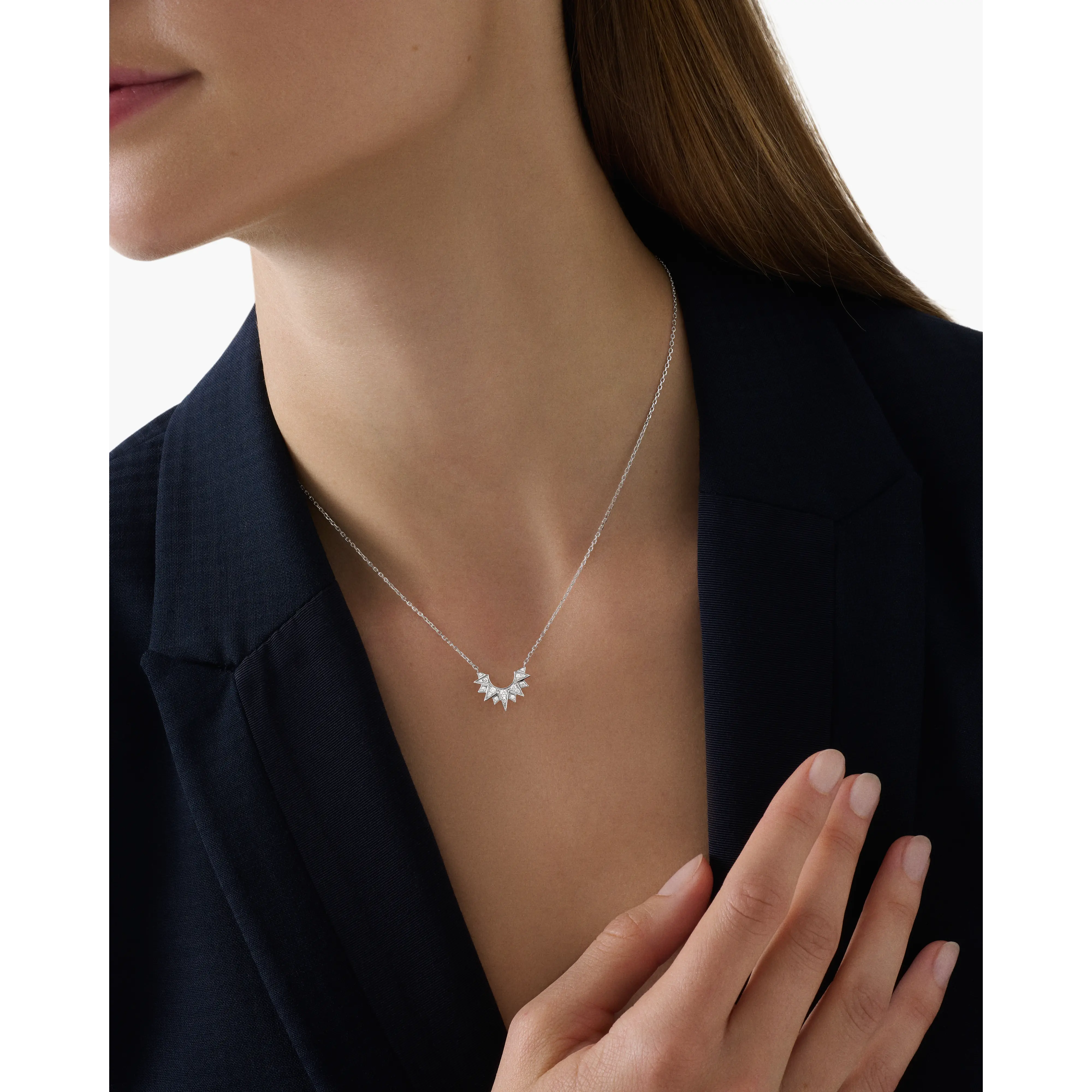 Celestial Radiance Diamond Crescent Necklace