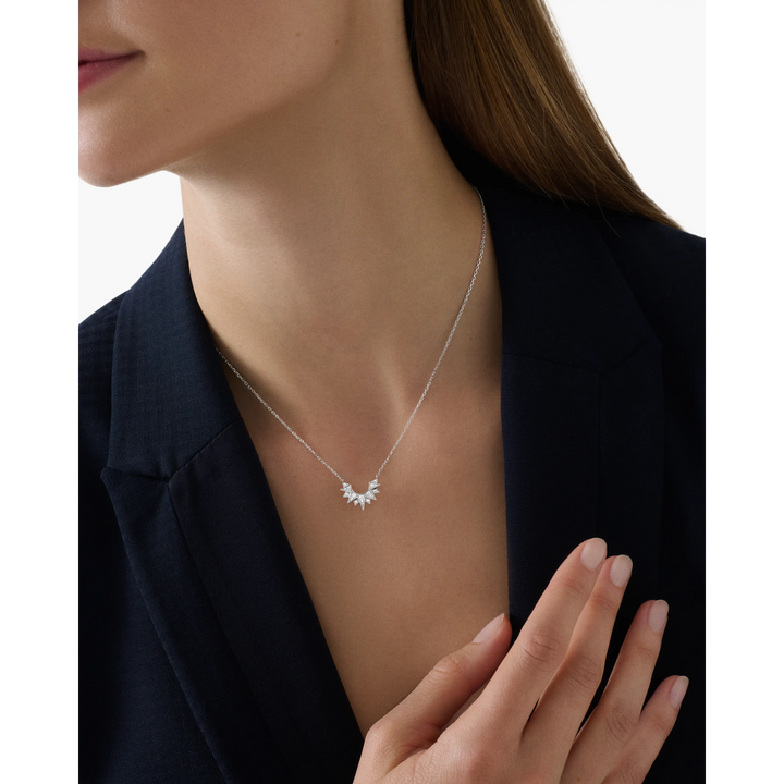 Celestial Radiance Diamond Crescent Necklace