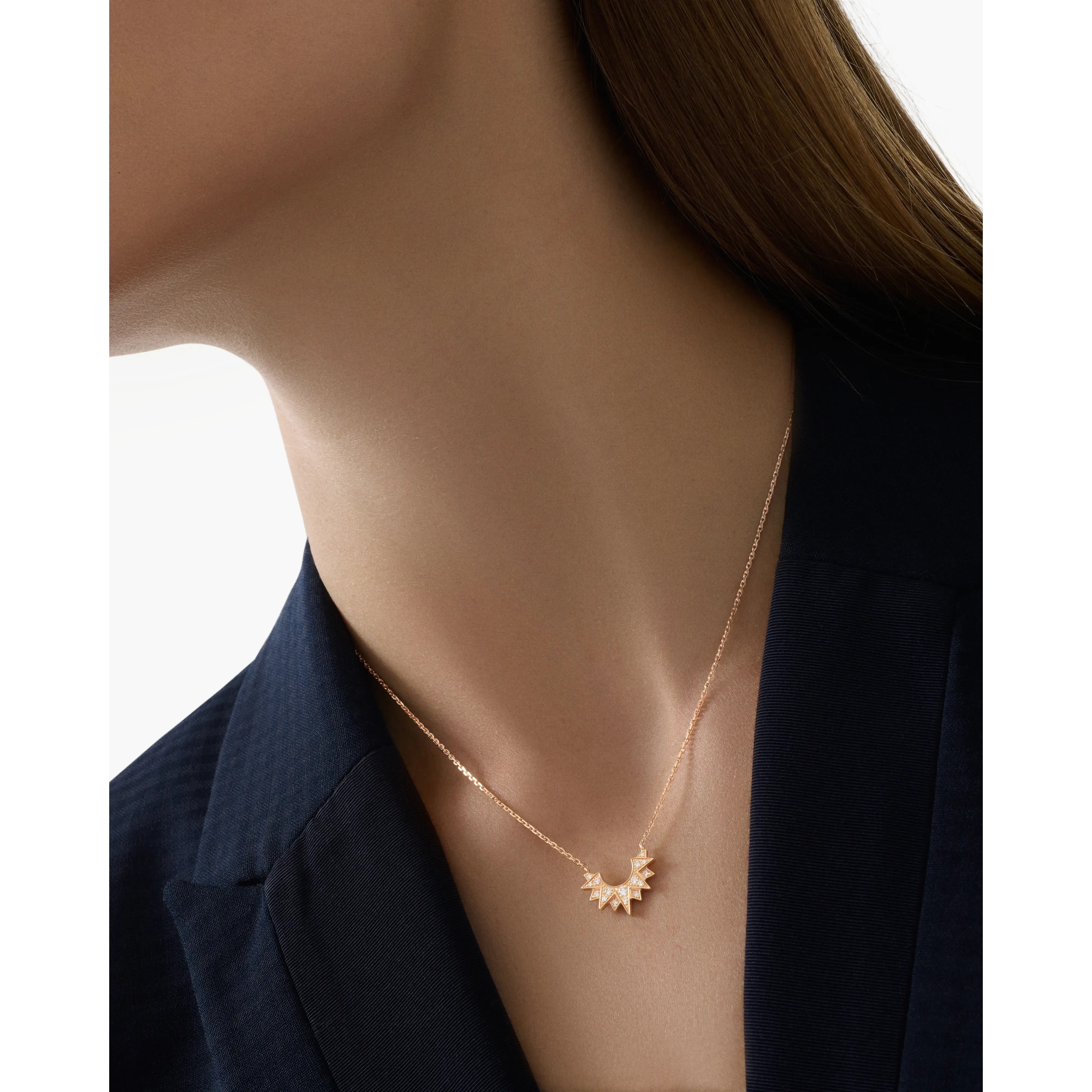 Celestial Radiance Diamond Crescent Necklace