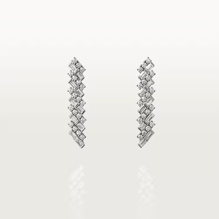Celestial Baguette & Round Diamond Drop Earrings