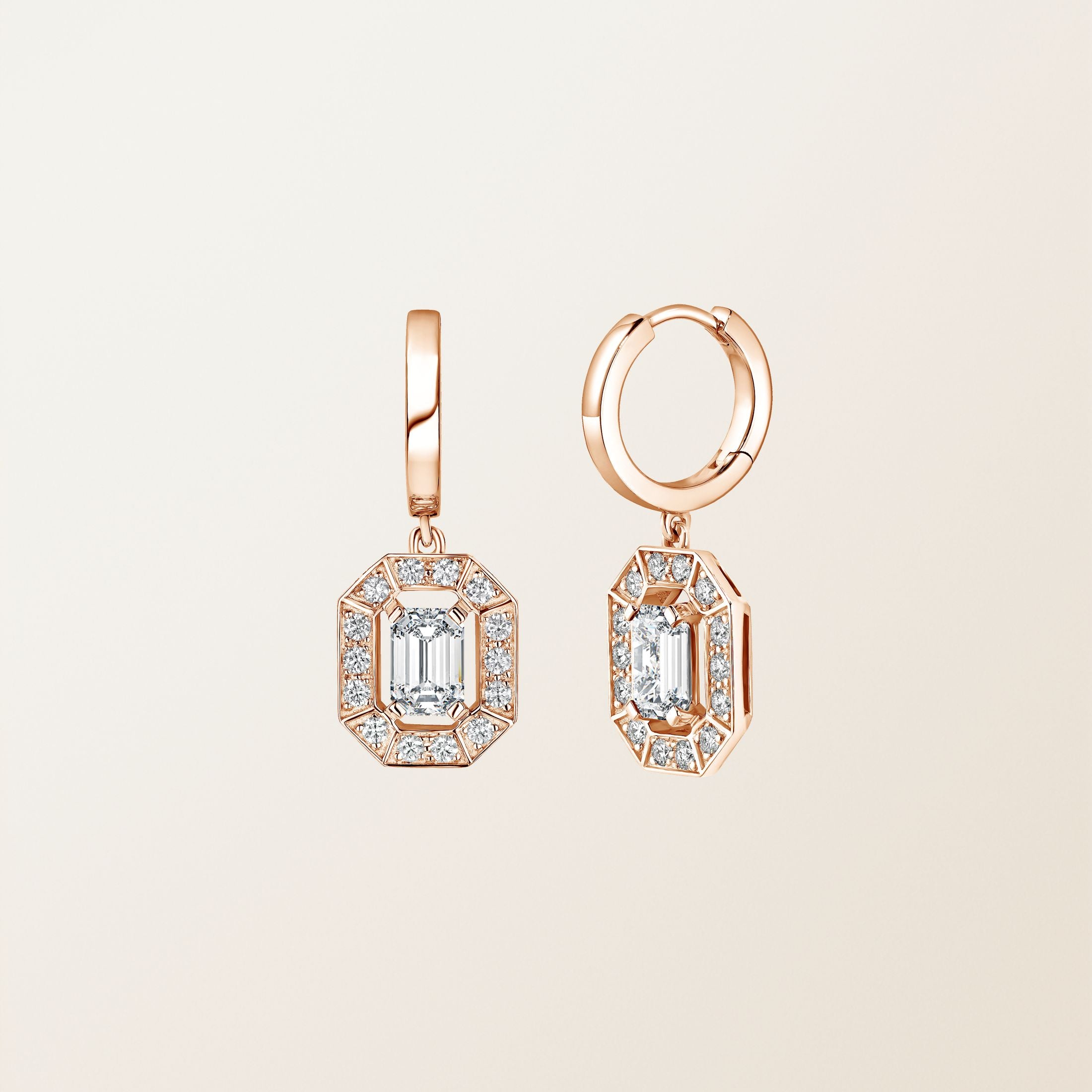 The Octavia Emerald Halo Drop Hoops