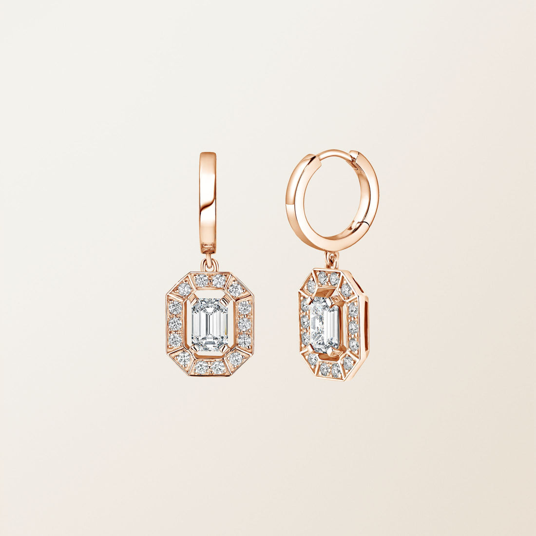 The Octavia Emerald Halo Drop Hoops
