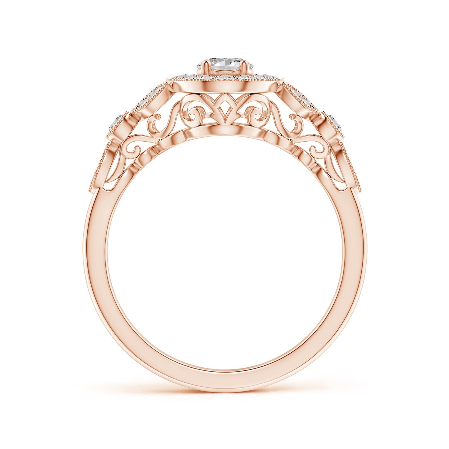 Vintage Inspired Oval Diamond Halo Engagement Ring