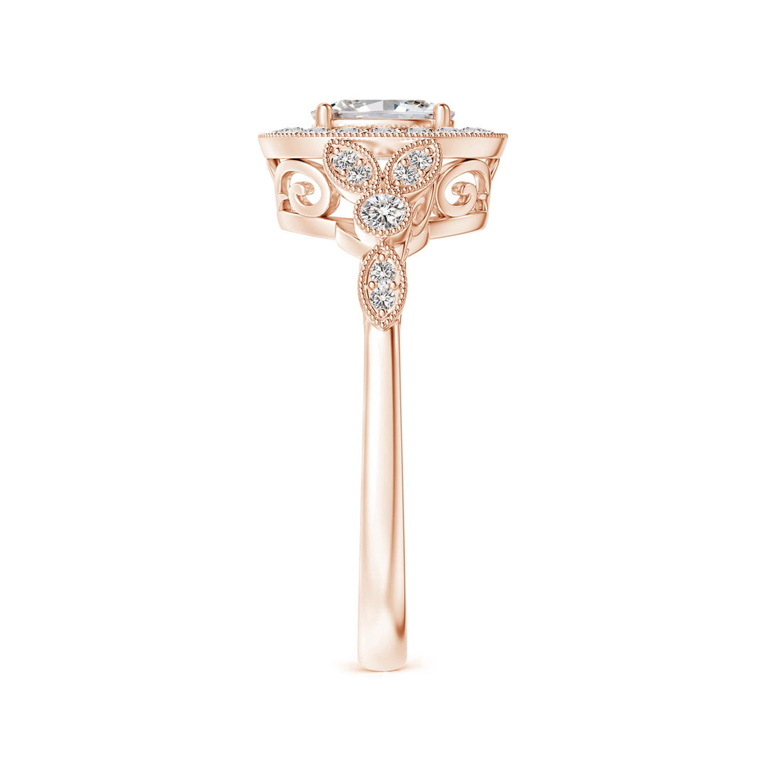 Vintage Inspired Oval Diamond Halo Engagement Ring